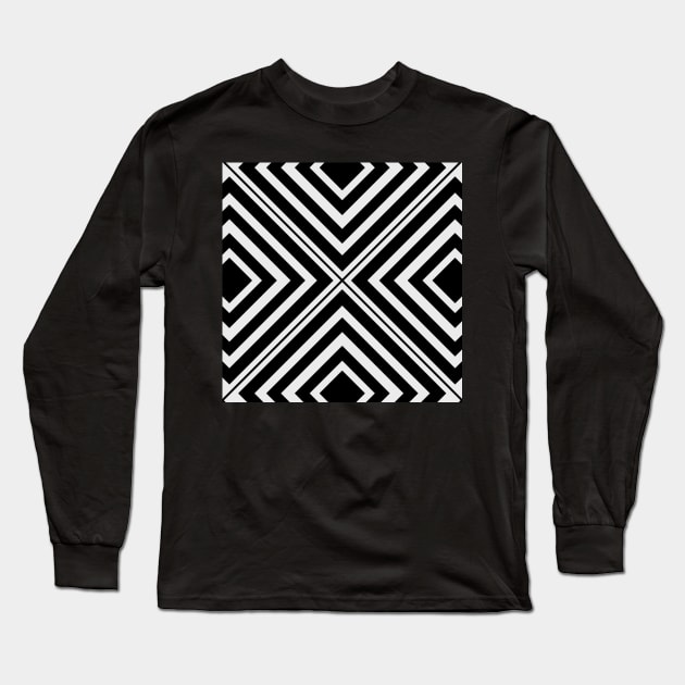 op art monochrome design with diamonds Long Sleeve T-Shirt by pauloneill-art